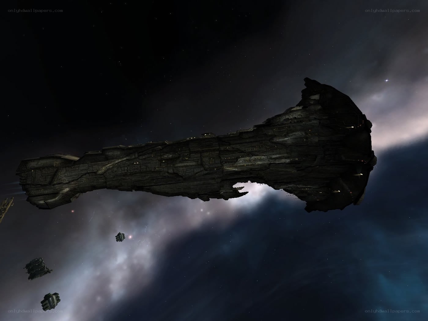 space battleship in nebula