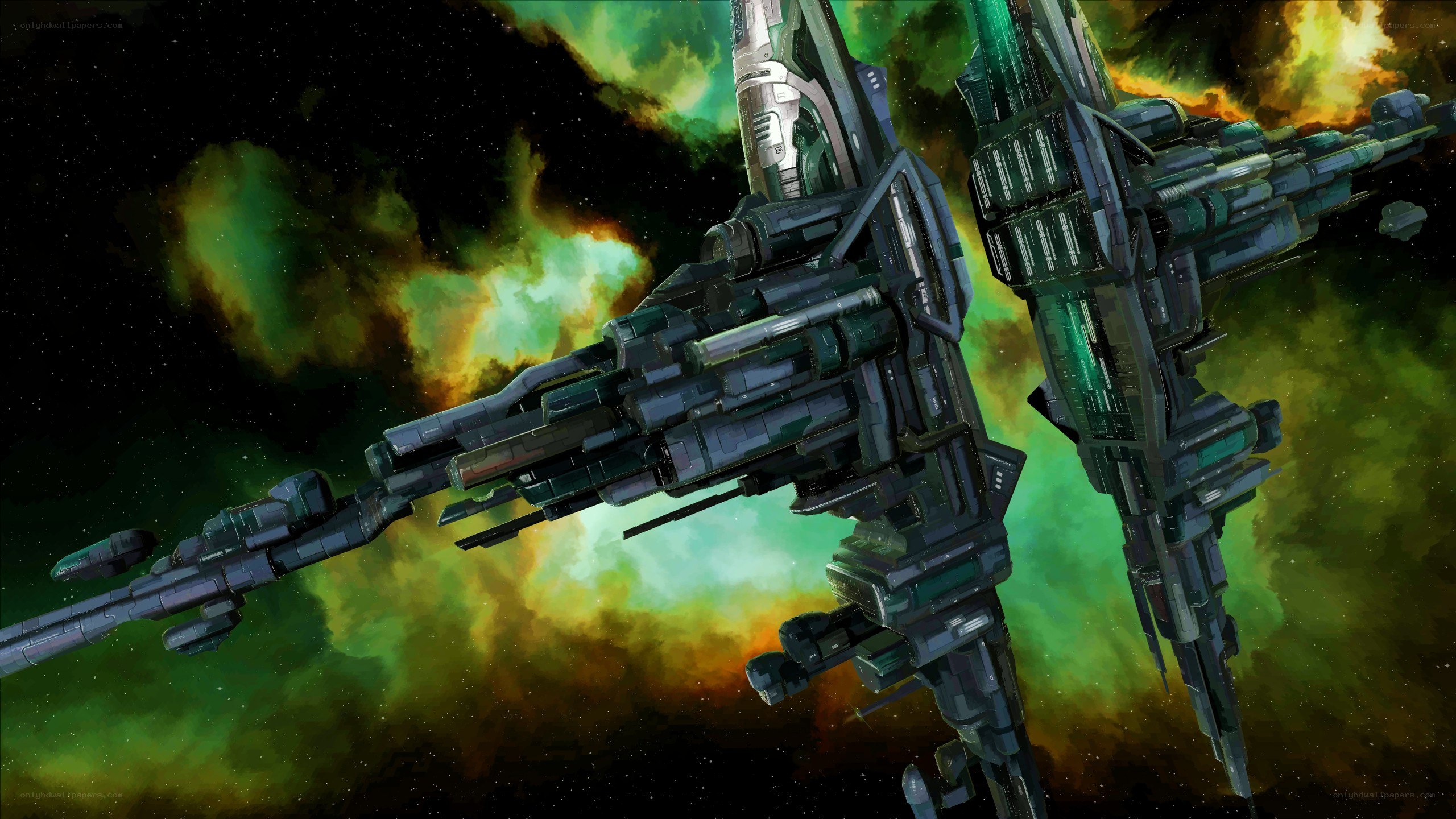 space battleship in nebula