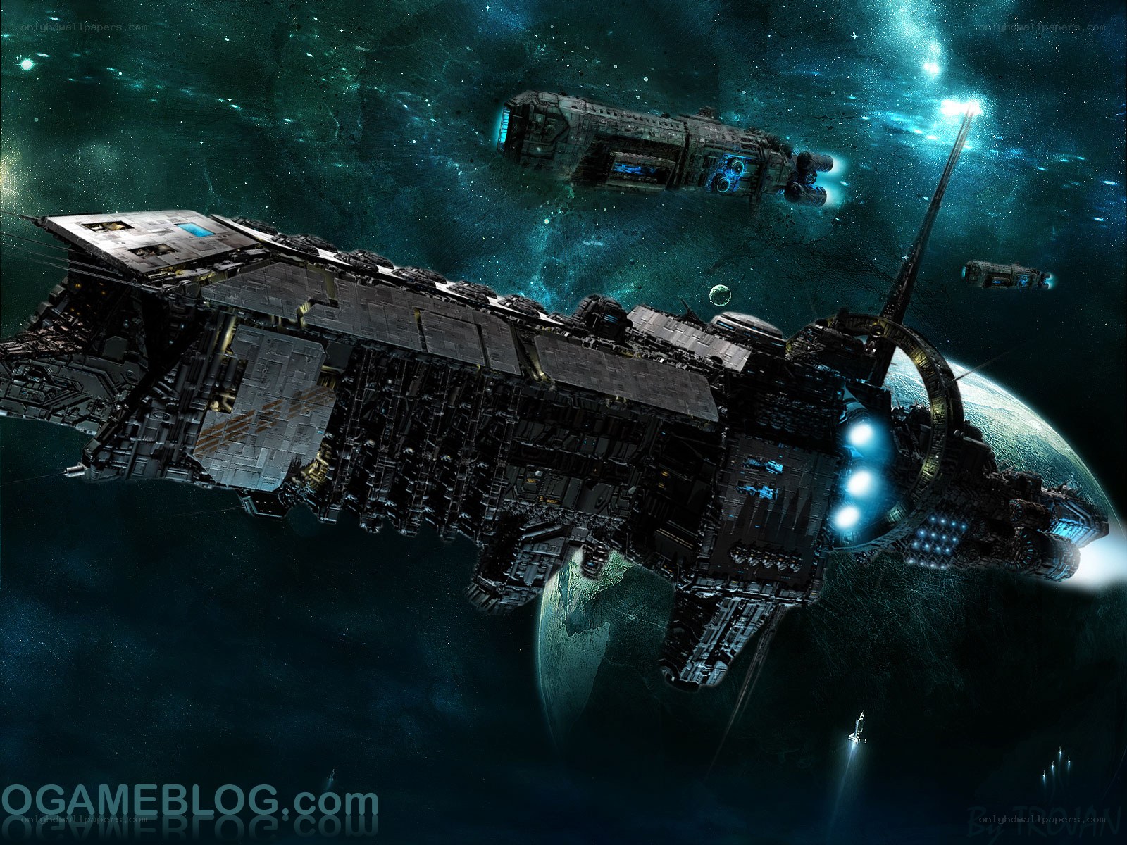 space battleship in orbit