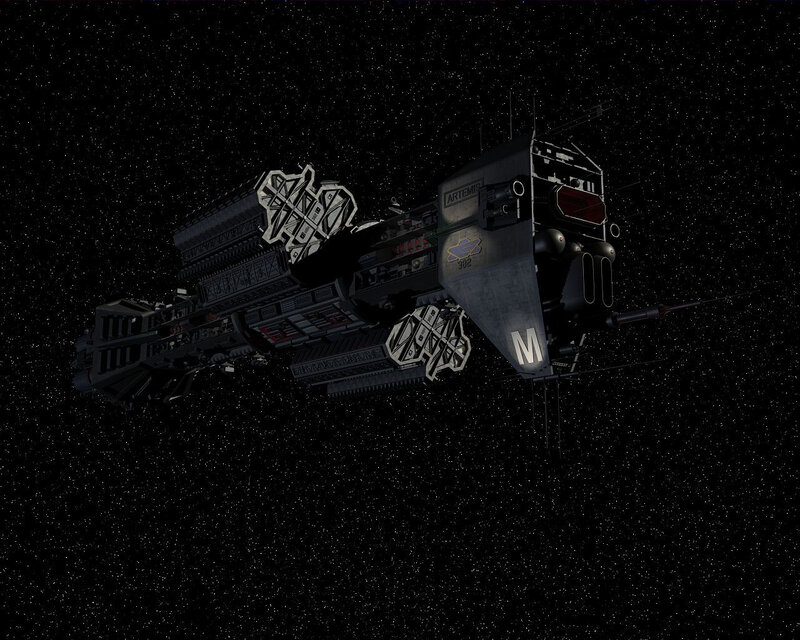 Space Battleship in Orbit — Black