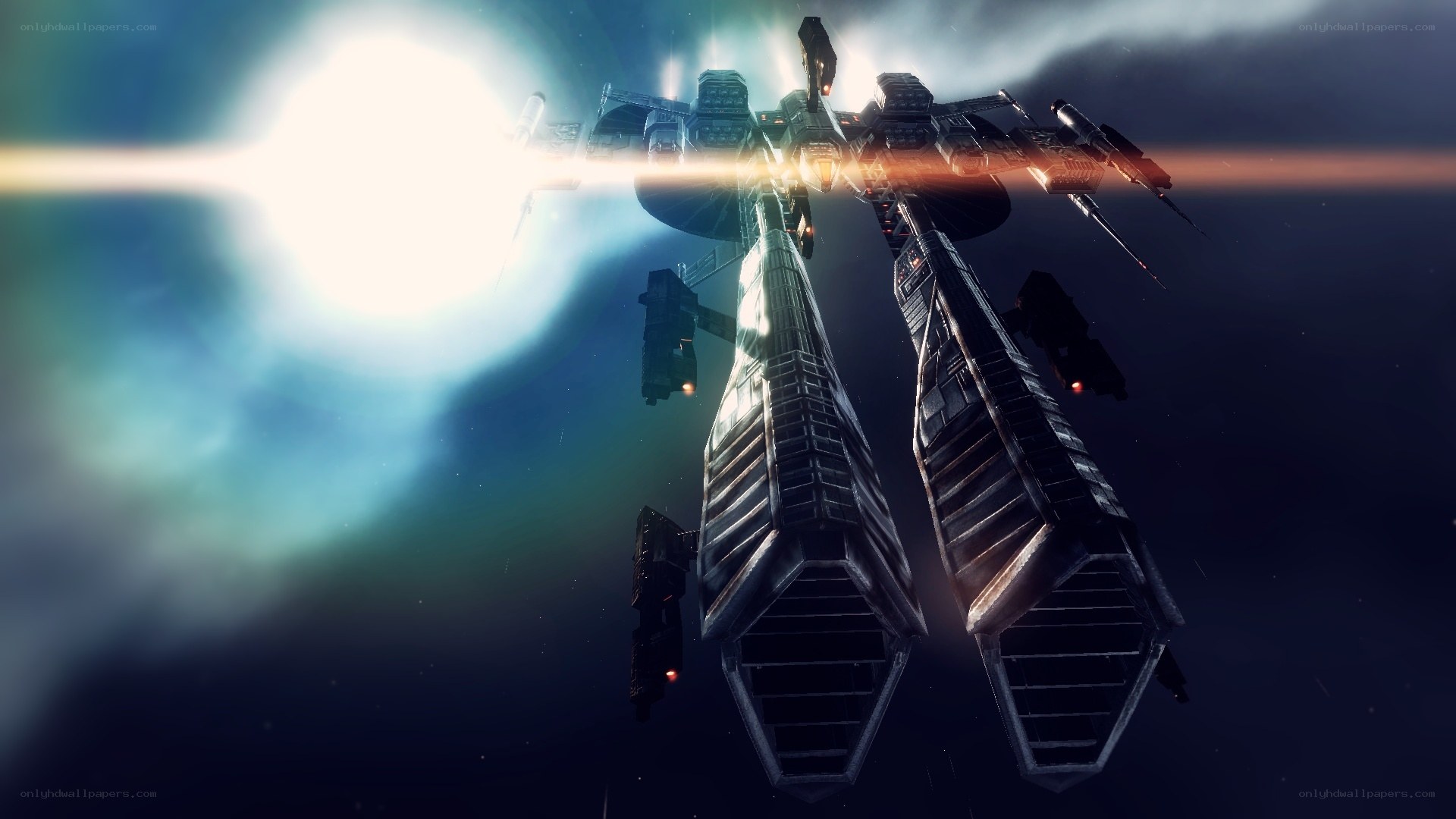 space battleship in starlight