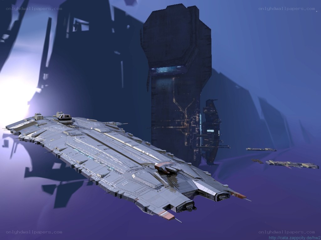 space battleship near space station