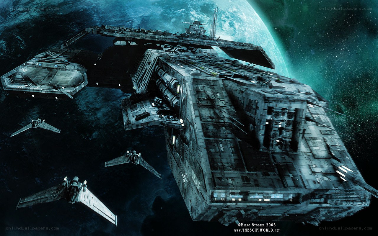 space battleship with fighters