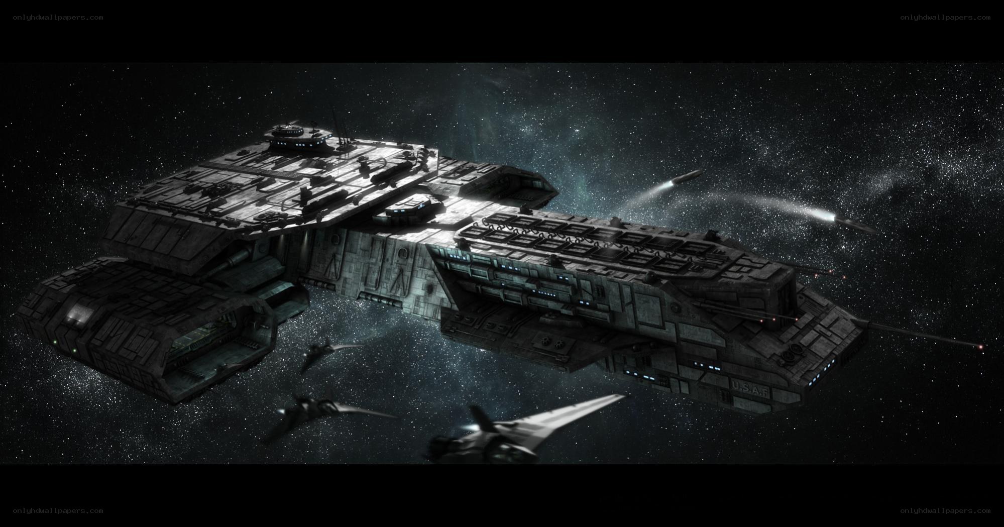 space battleship with fighters