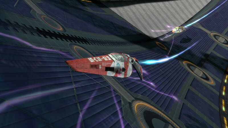 space combat in a futuristic arena