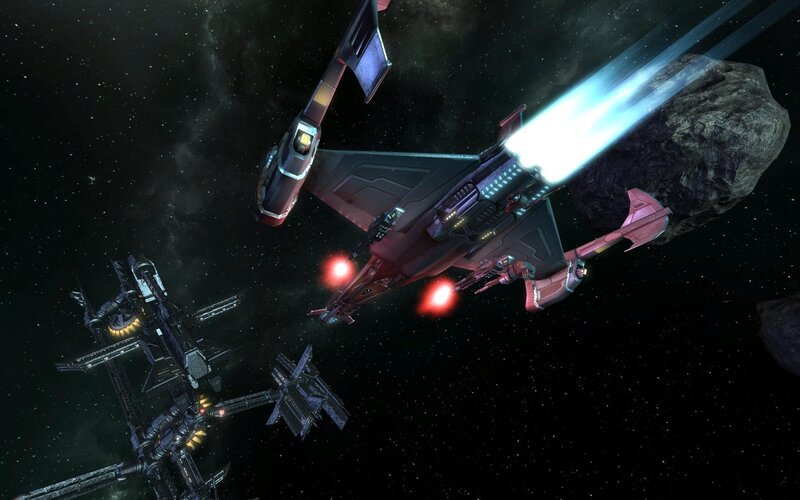 space combat near asteroid