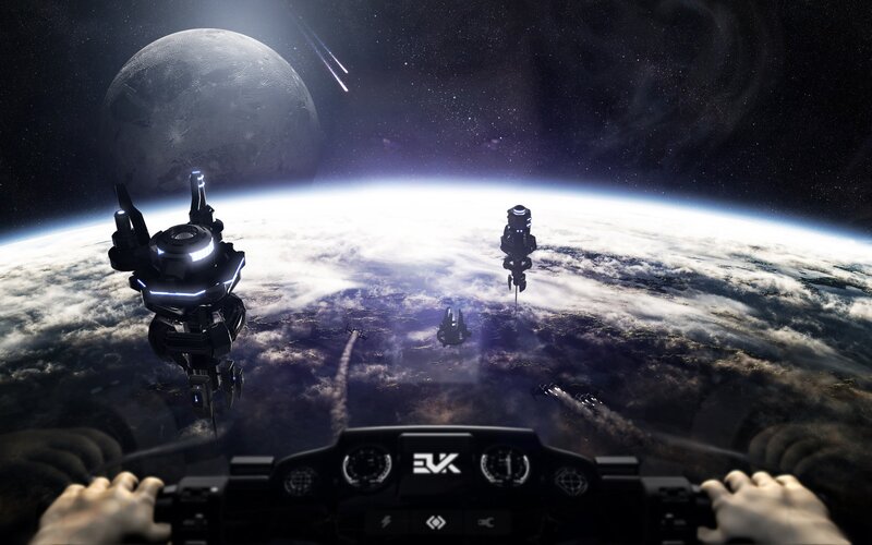 Space combat over a planet
