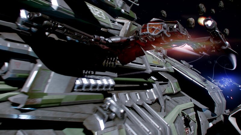 Space combat scene with ships