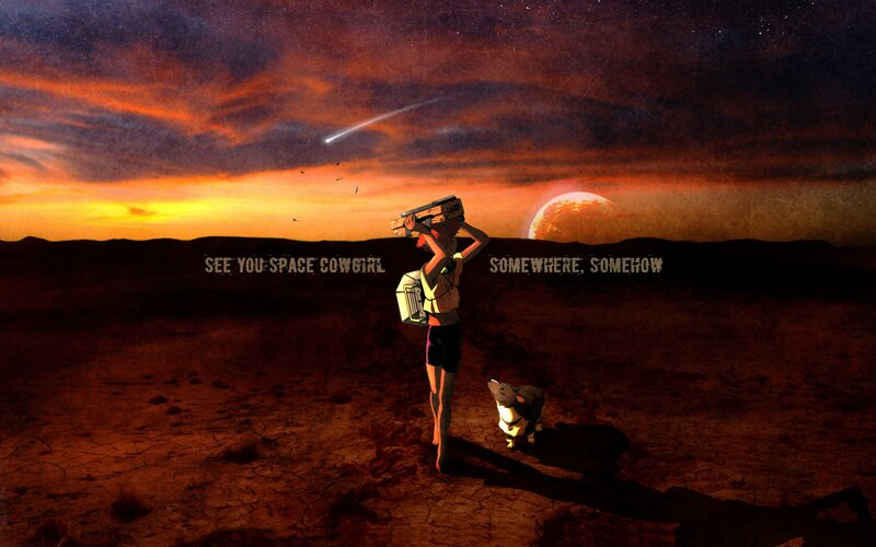 Space Cowgirl with Dog — Orange