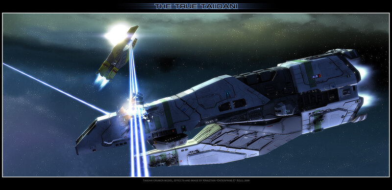 Space cruiser in combat