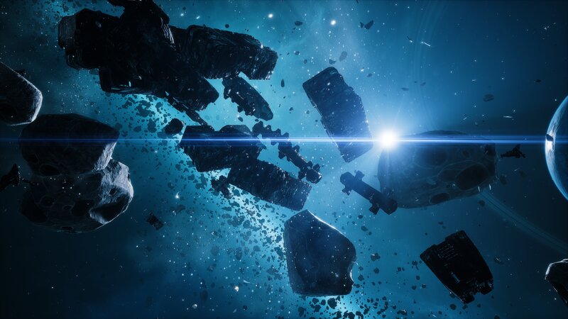 Space Debris Field — Blue, Dramatic