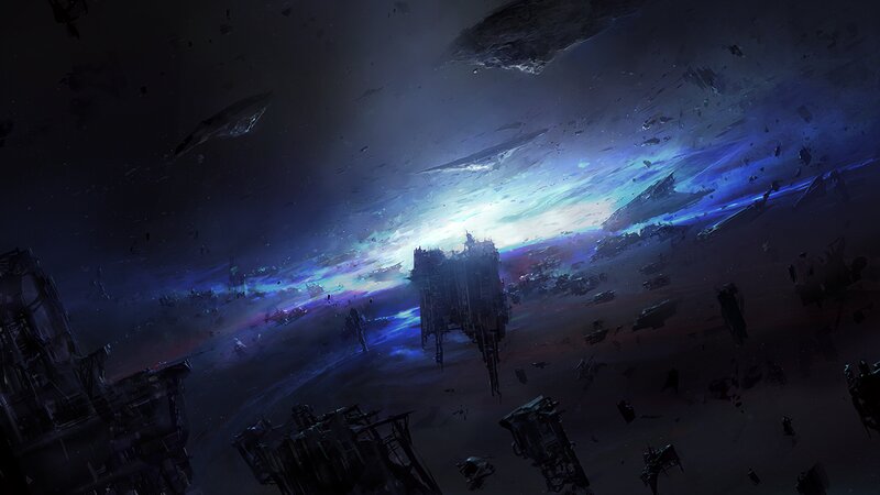 Space Debris Field — Blue