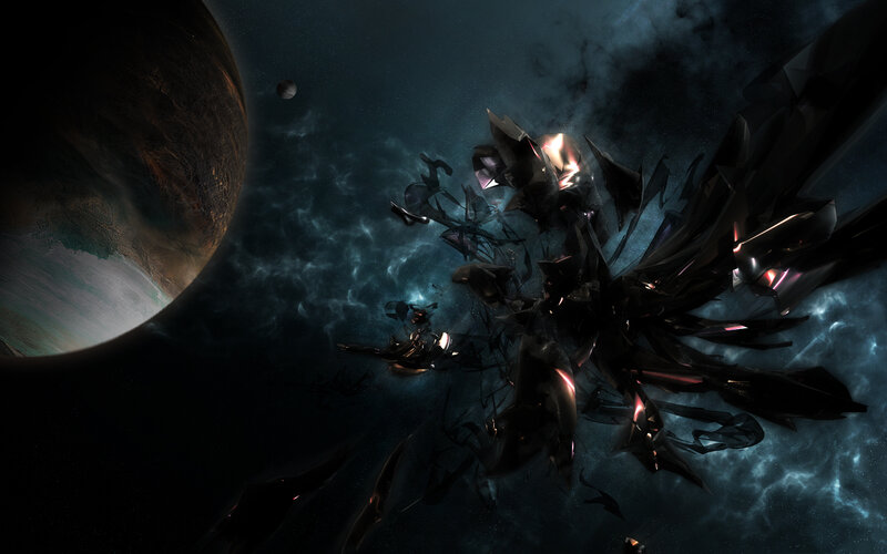 Space debris near planet