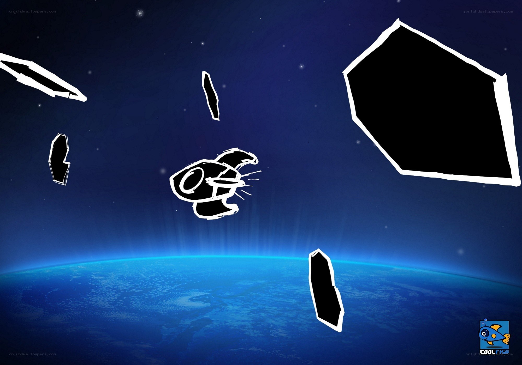 space debris over earth