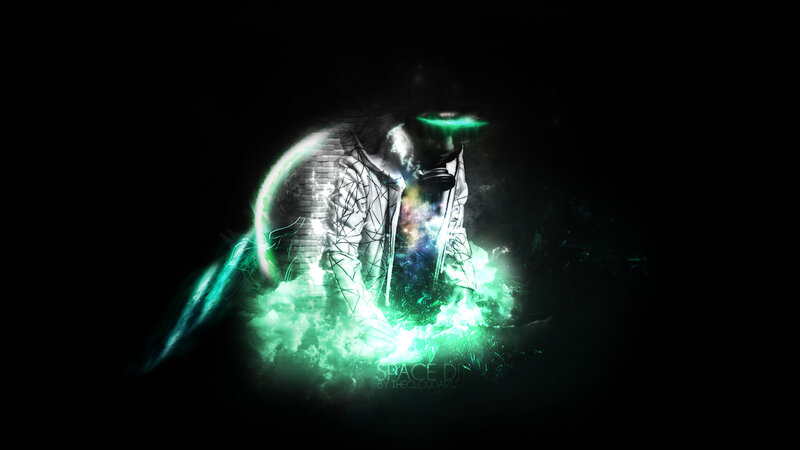 space dj with glowing effects