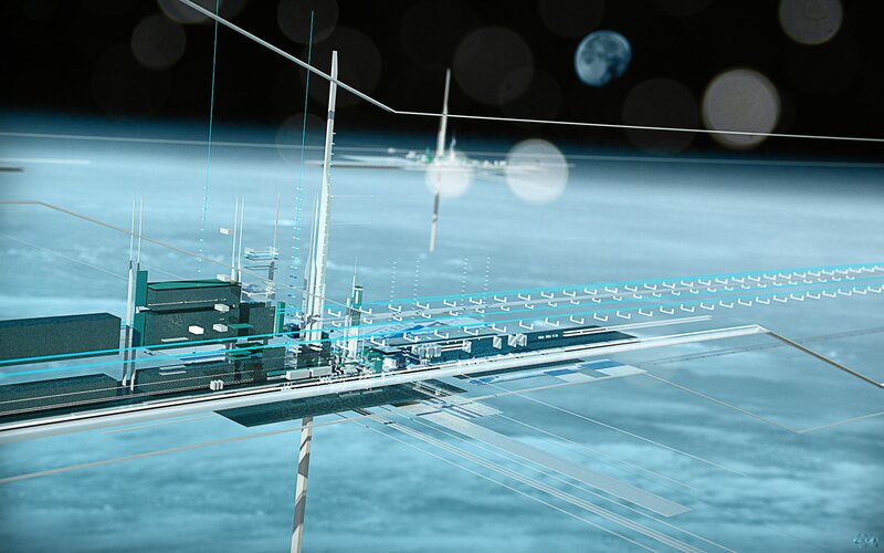 Space Elevator Station — Blue