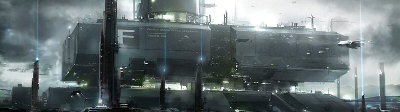 Space Elevator Station — Gray, Dramatic