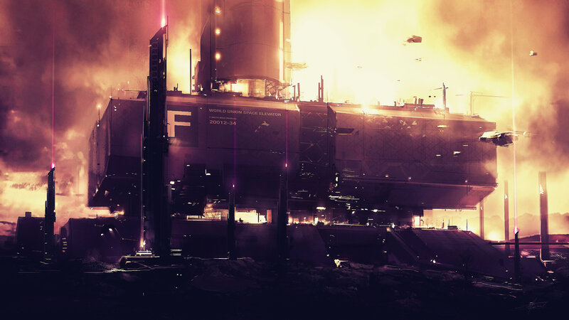 Space Elevator Station — Orange