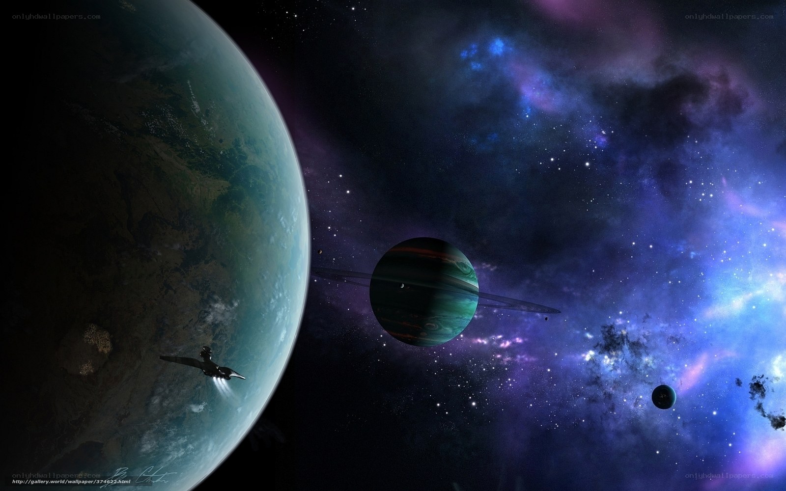 Space exploration scene
