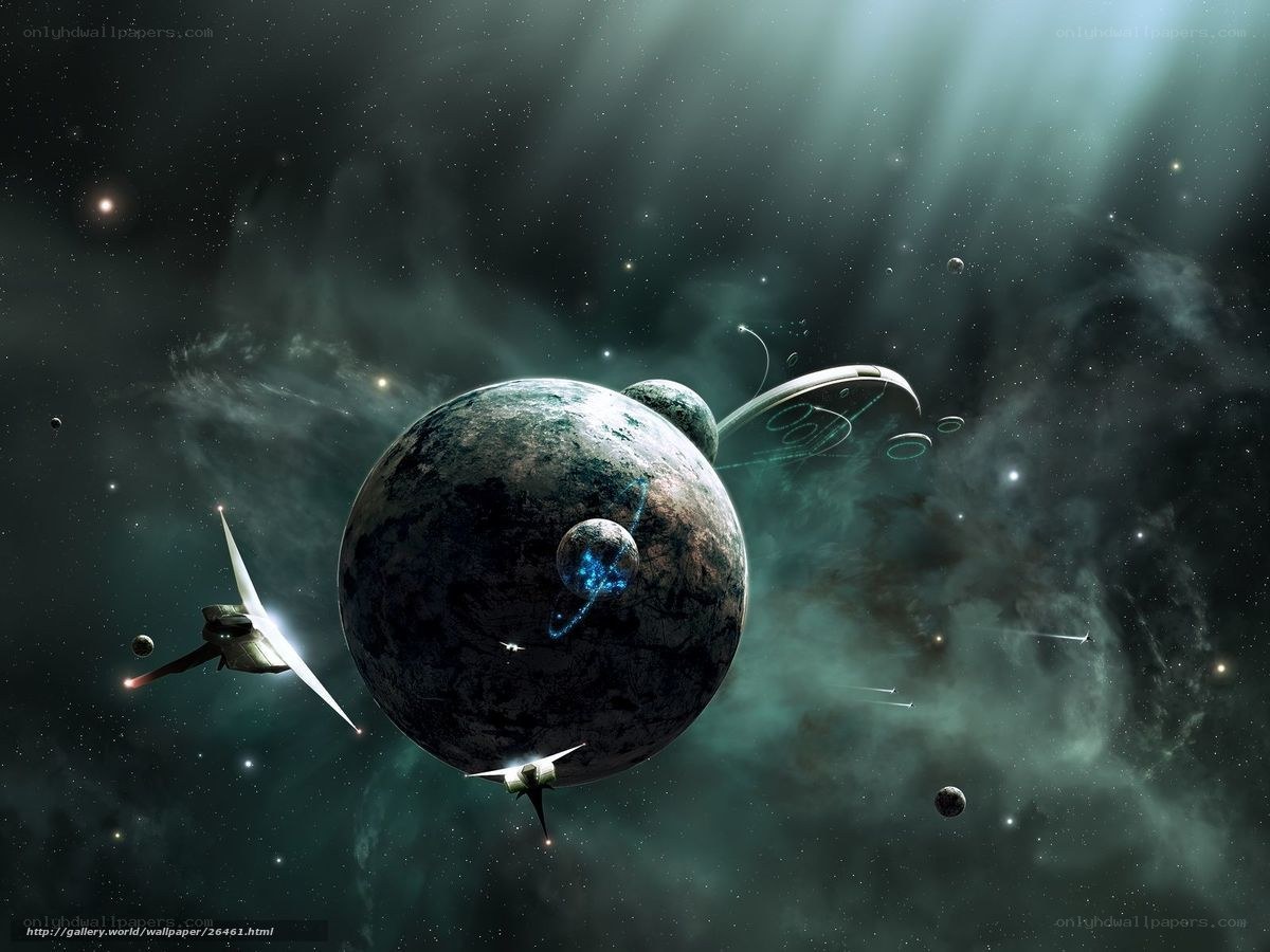 Space exploration scene