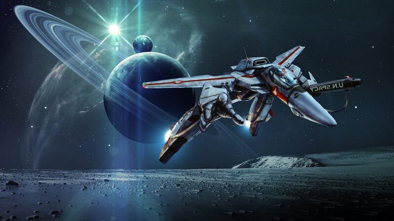 Space Fighter Jet — Blue, Dramatic