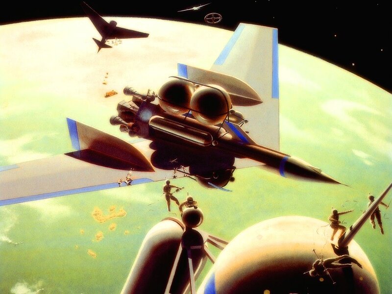 Space Fighters in Battle — Green