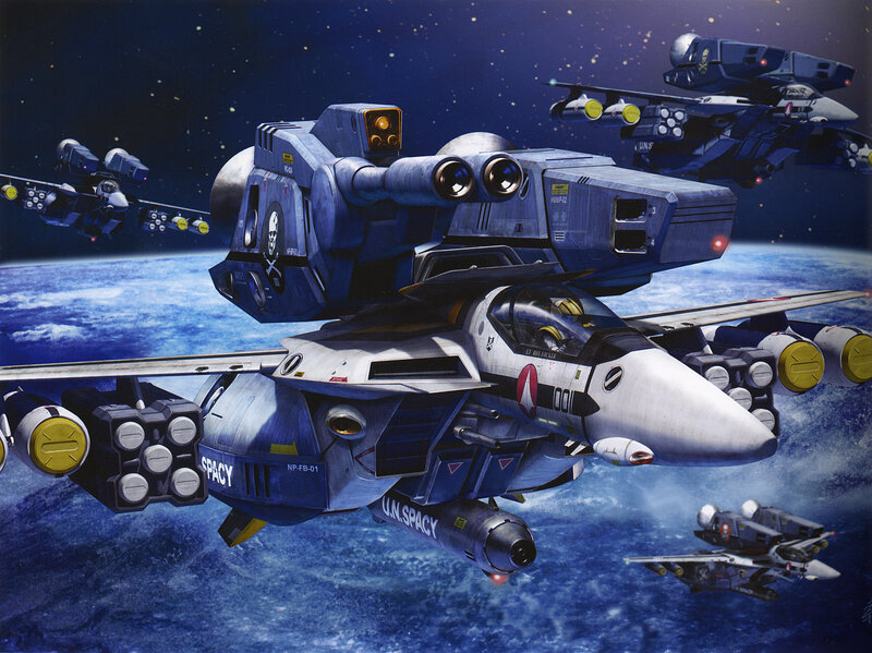 Space Fighters in Formation — Blue