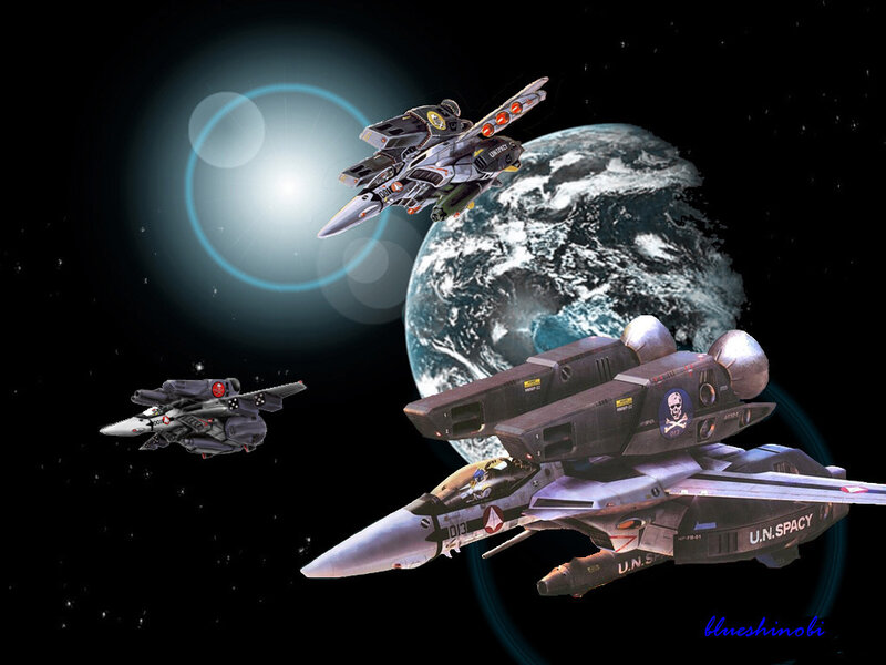 Space Fighters Near Planet — Black