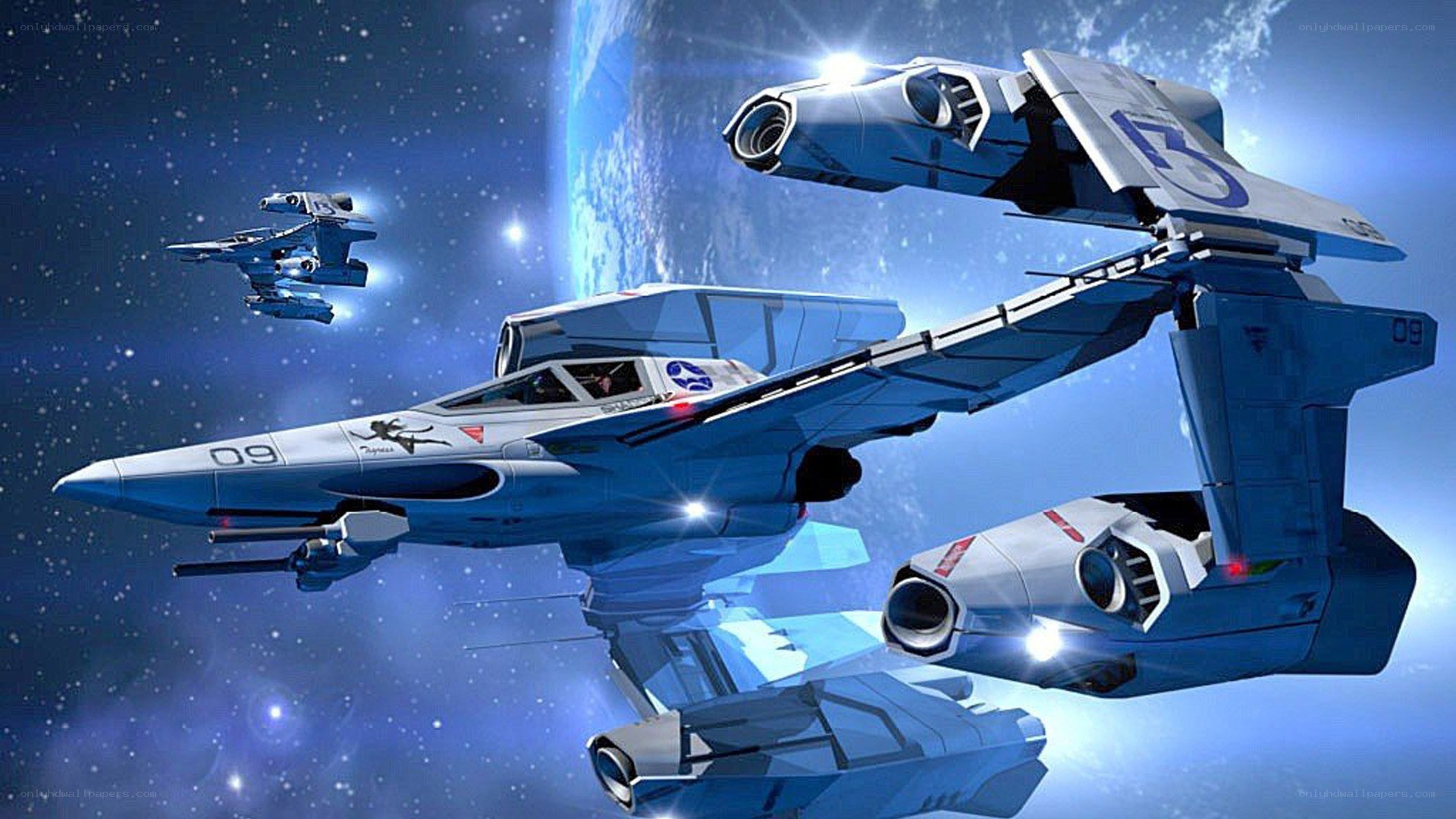 space fighters near planet