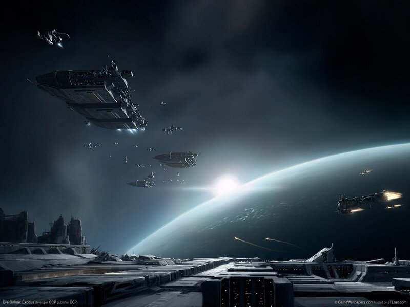 Space fleet above a planet