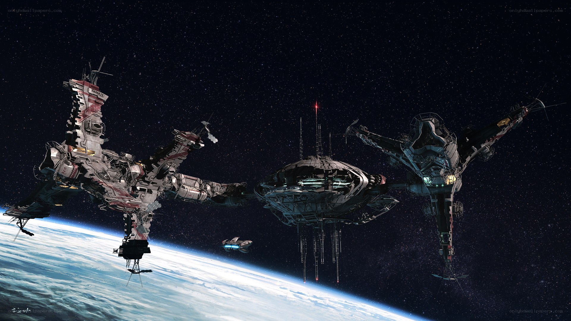 Space fleet above Earth