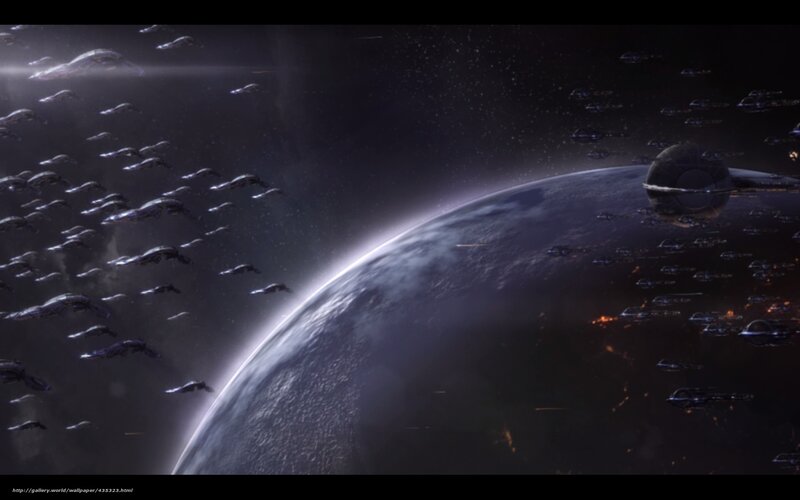 space fleet approaching planet