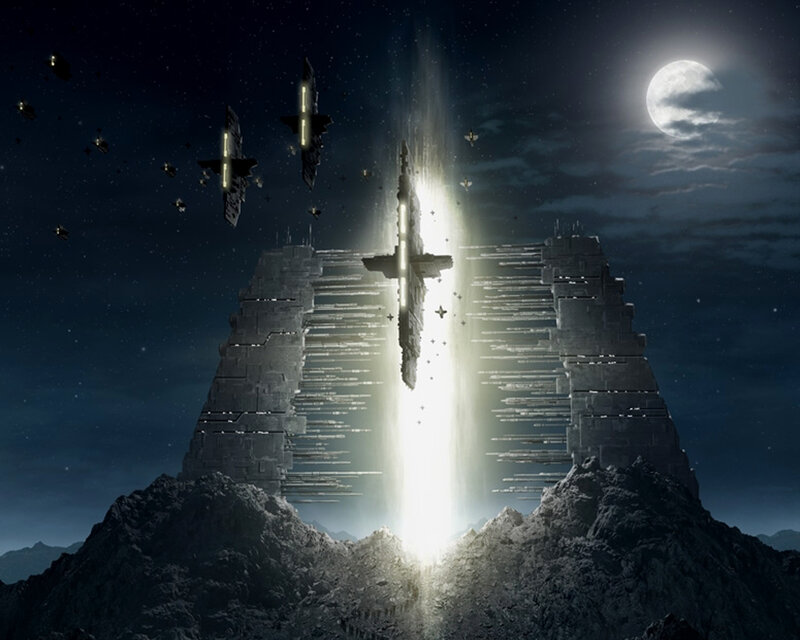 space fleet at ancient gateway