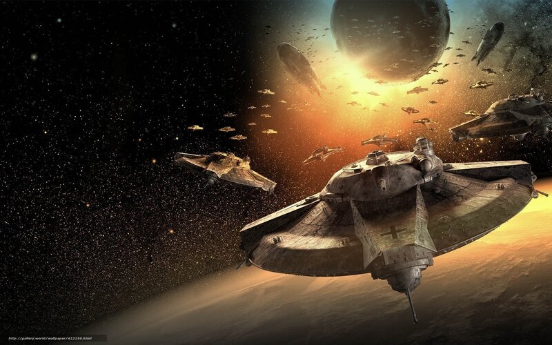space fleet battle scene