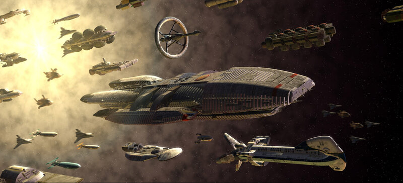 space fleet in battle