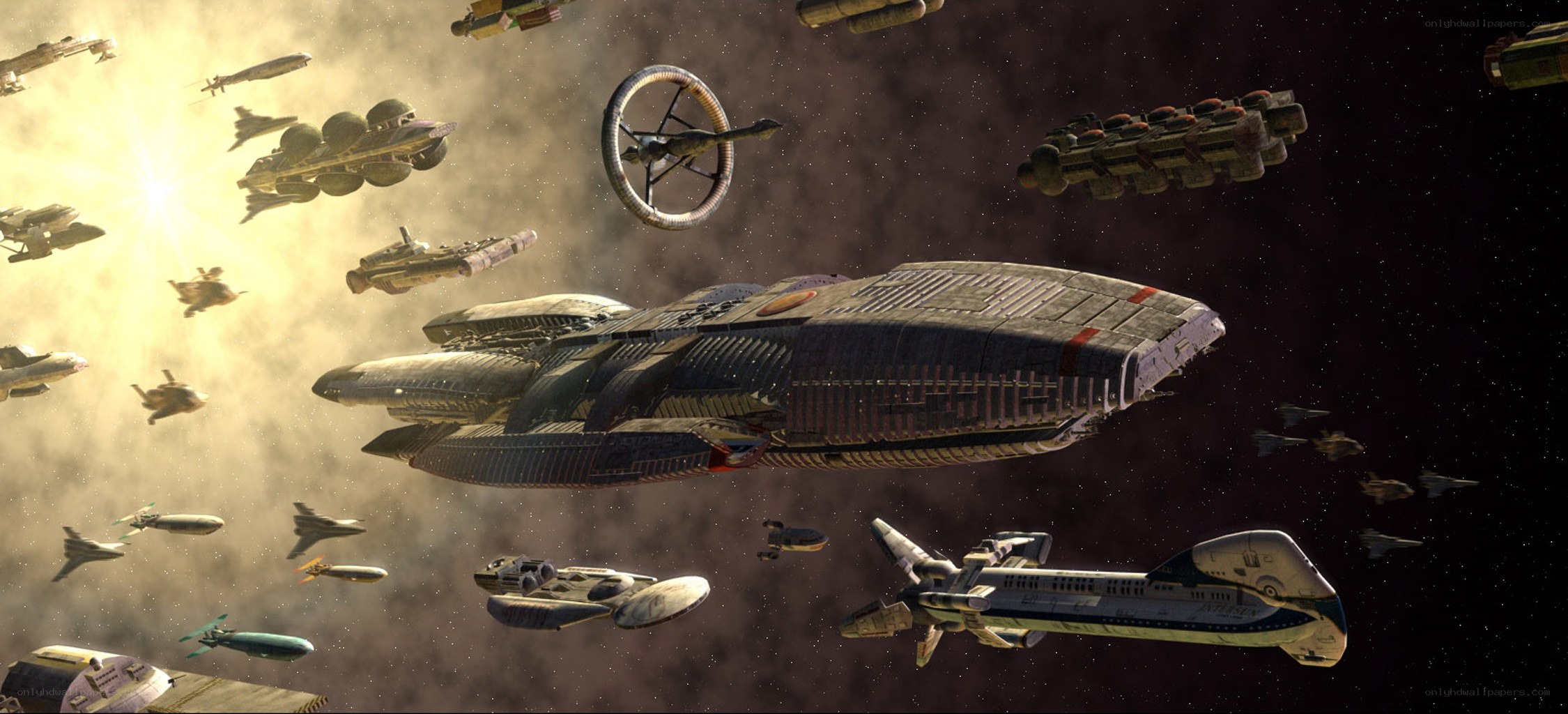 space fleet in battle