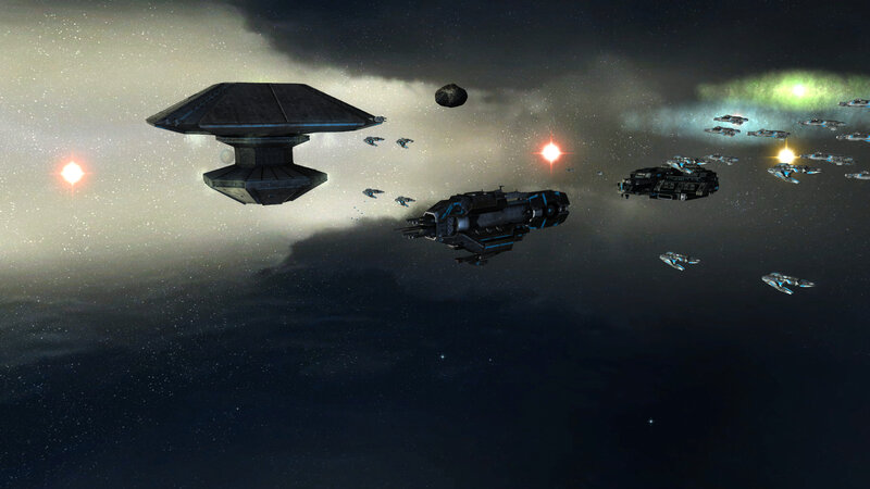 Space fleet in combat formation
