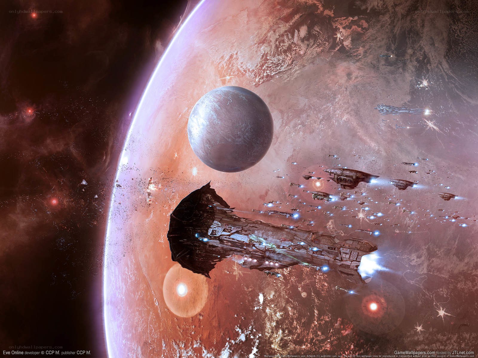 Space fleet near alien planet