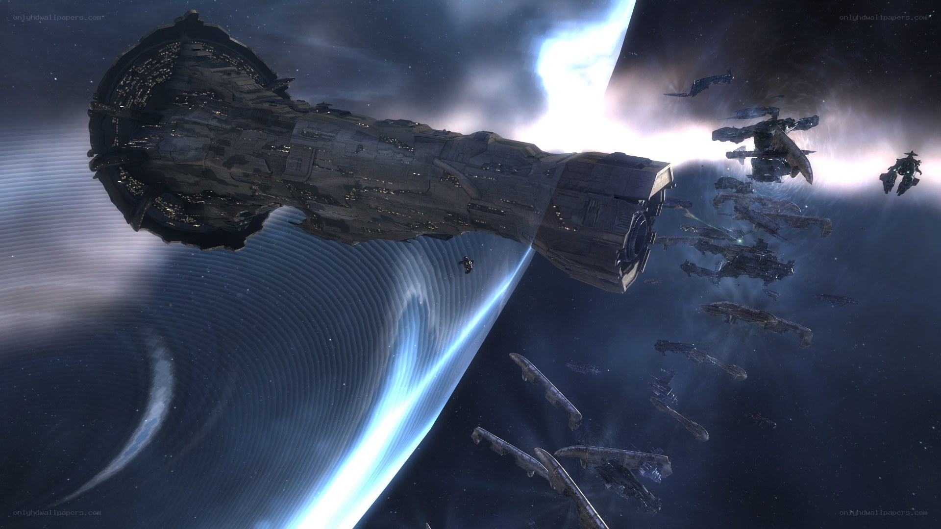 space fleet near planet