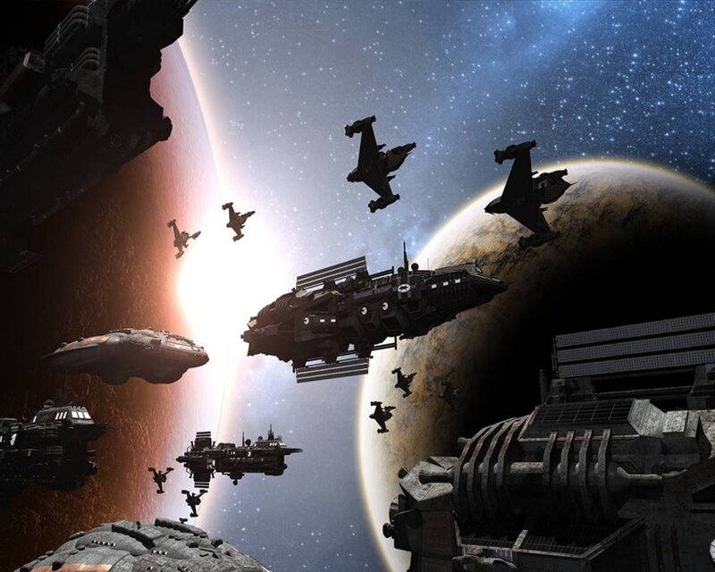 space fleet near planets