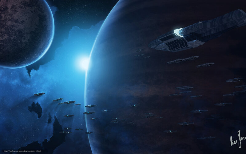 space fleet near planets