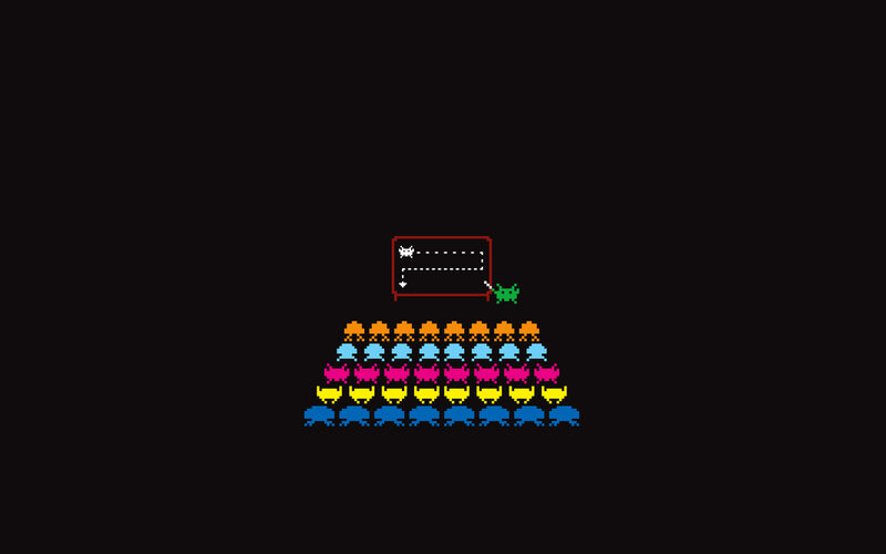 Space Invaders Game — Black, Retro, Pixel Art, Alien Creatures, Player Ship