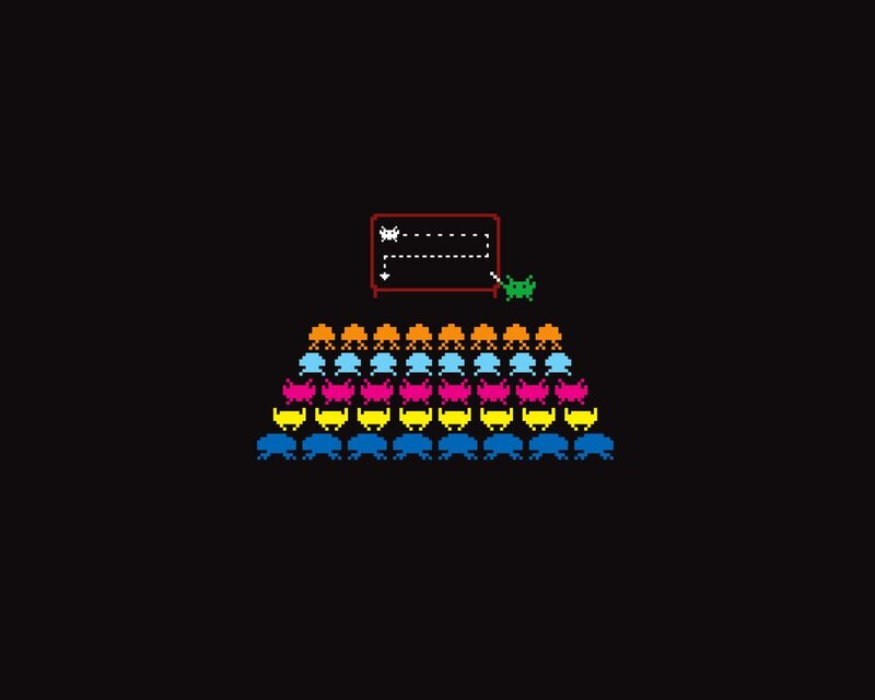 Space Invaders Game — Black, Retro, Pixel Art, Alien Creatures