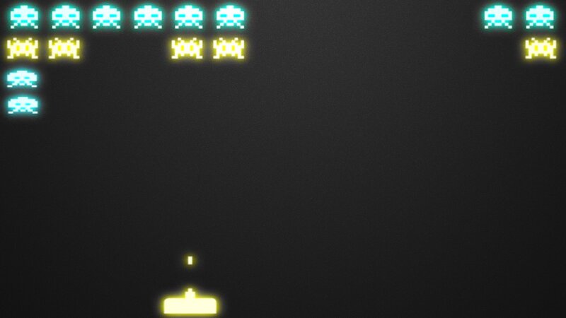 Space Invaders Game — Black, Retro, Pixel Art, Aliens, Player Ship, Yellow