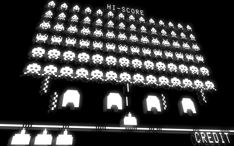 Space Invaders Game — Black, Retro, Pixel Art, Aliens