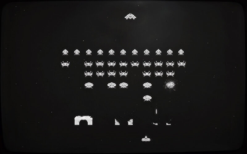 Space Invaders Game Screen — Black, Retro, Night, Pixel Art
