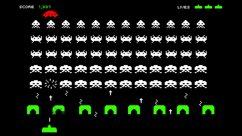 Space Invaders Game Screen — Black