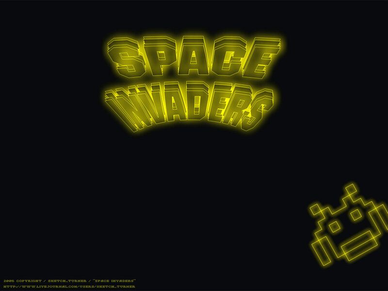 Space Invaders neon logo