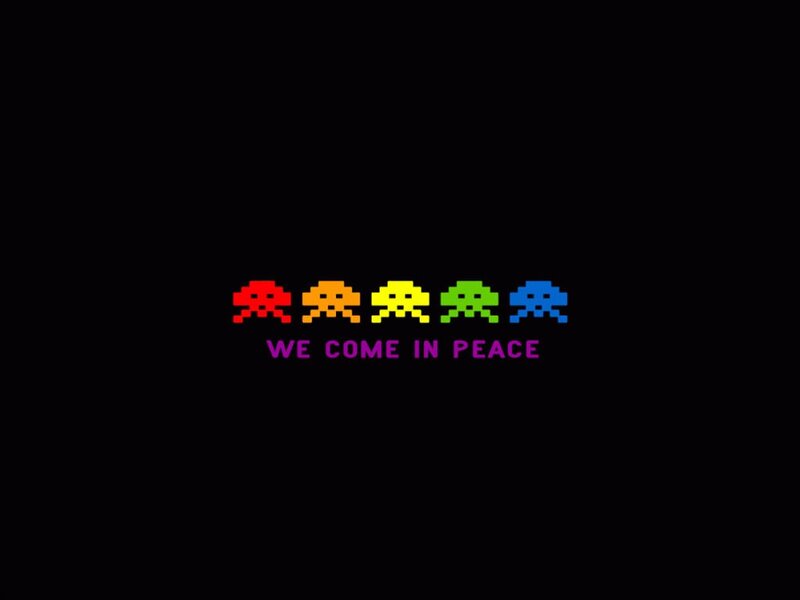 Space Invaders peace message