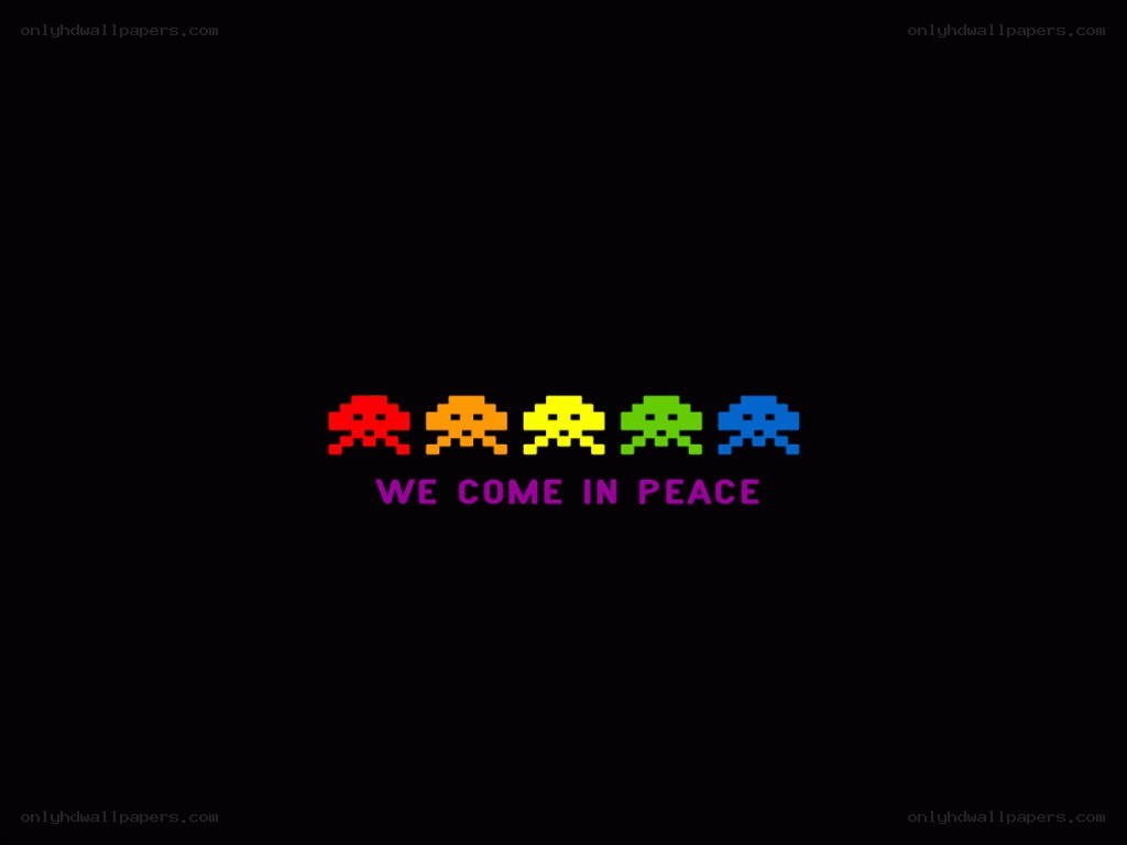 Space Invaders peace message